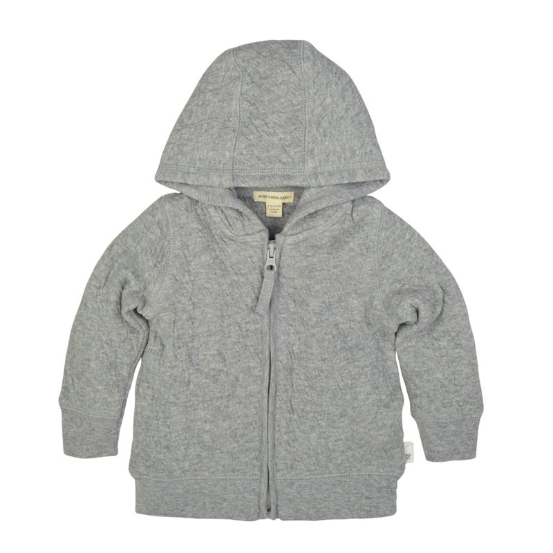 Burt's Bees Baby baby girls Sweatshirts, Lightweight Zip-up Jackets & Coats, Organic Cotton Hooded Sweatshirt, Heather Grey Quilted, Newborn US - Image 1